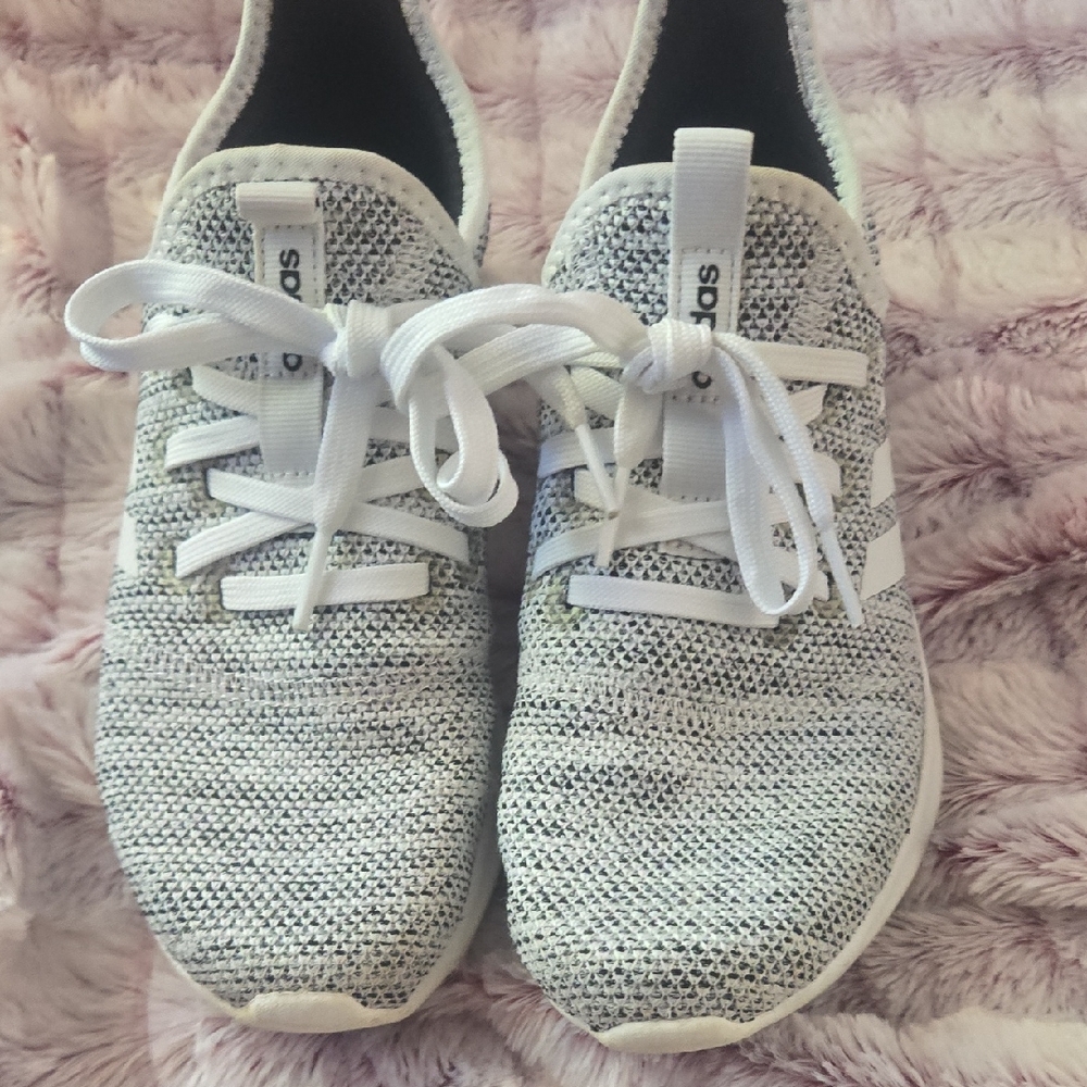 Adidas Gray and White Knit Sneakers